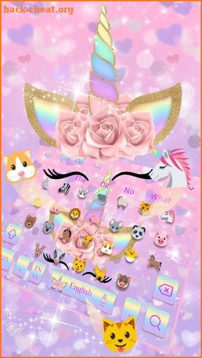 Pink Flower Unicorn Keyboard Theme screenshot