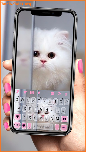 Pink Fluffy Kitten Keyboard Background screenshot