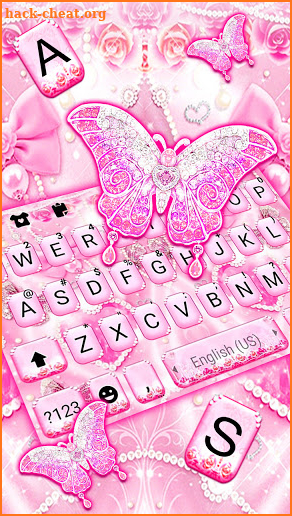 Pink Girly Butterfly Keyboard Background screenshot