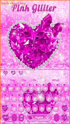 Pink Glitter Diamond Heart Keyboard screenshot