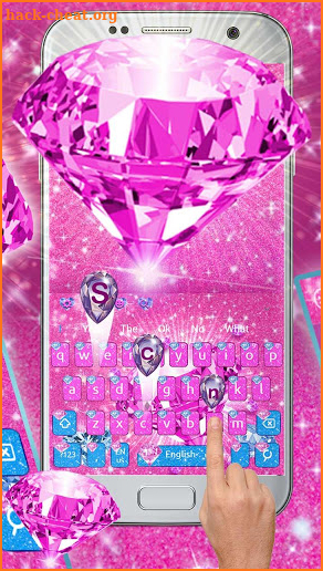 Pink Glitter Diamond Keyboard Theme screenshot