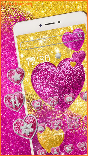 Pink Glitter Heart Theme screenshot