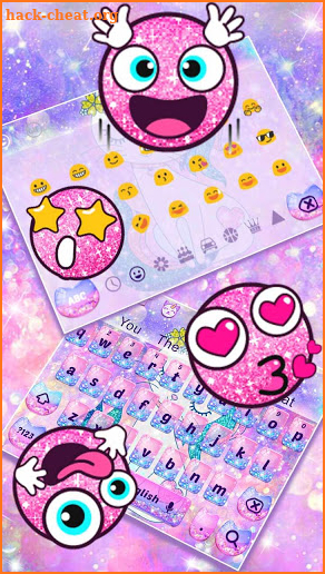 Pink Glitter Unicorn Cat Keyboard screenshot