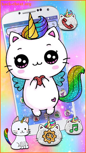 Pink Glitter Unicorn Cat Theme screenshot