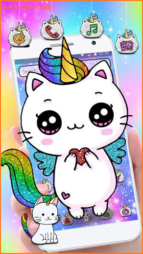 Pink Glitter Unicorn Cat Theme screenshot