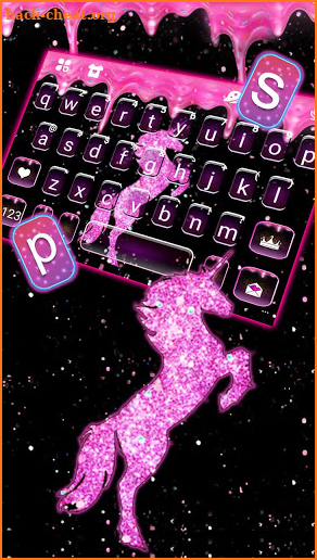 Pink Glitter Unicorn2 Keyboard Theme screenshot