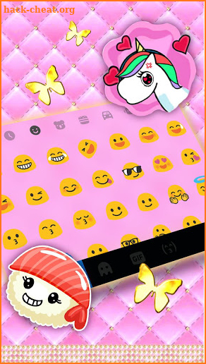 Pink Gold Butterflies Keyboard Theme screenshot