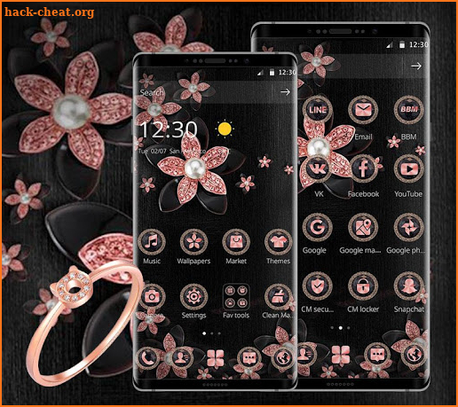 Pink Gold Flower Black Luxury Theme screenshot