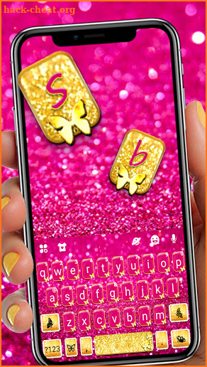 Pink Gold Glitter Keyboard Background screenshot