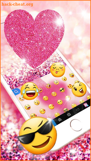 Pink Heart Glitter Keyboard Theme screenshot