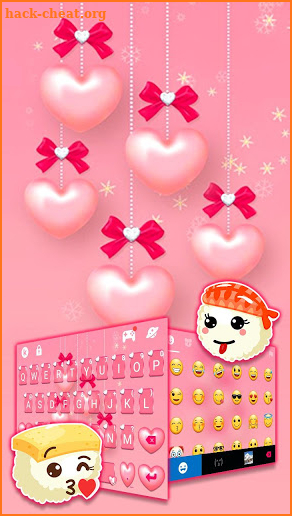 Pink Heart Pearls Keyboard Theme screenshot