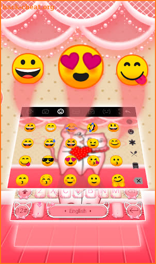 Pink Kitty Love Keyboard Theme screenshot