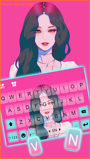 Pink Kpop Girl Keyboard Background screenshot