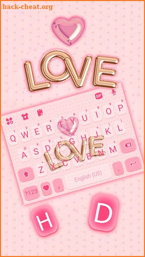 Pink Love Balloons Keyboard Background screenshot