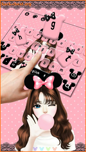 Pink Love Bow Girl Keyboard Theme screenshot