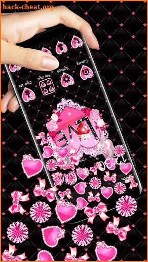 Pink Love Heart Diamond Gravity Theme screenshot