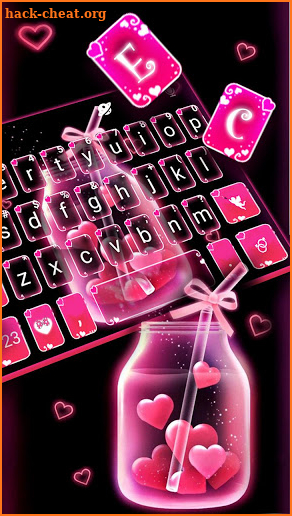 Pink Love Neon Keyboard Theme screenshot