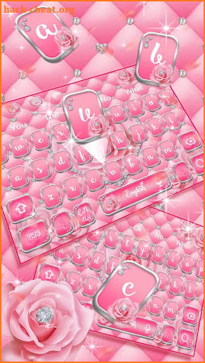 Pink Love Rose Glitter Keyboard Theme screenshot