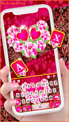 Pink Love Roses Keyboard Background screenshot