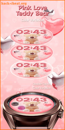 Pink Love Teddy Bear_Watchface screenshot