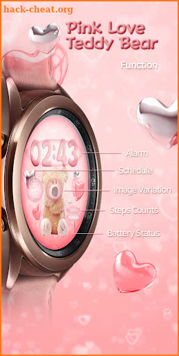 Pink Love Teddy Bear_Watchface screenshot