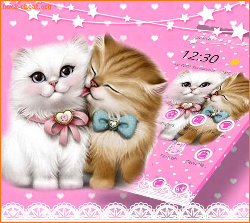 Pink Lovely Kitten Cartoon Theme screenshot