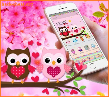 Pink Lovely Owl Cartoon Theme screenshot