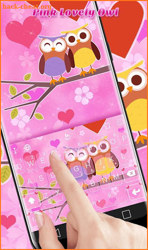 Pink Lovely Owl Keyboard Theme screenshot