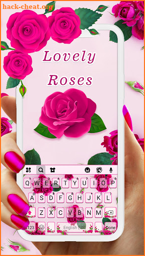 Pink Lovely Roses Keyboard Background screenshot