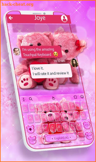 Pink Lovely Teddy Bear Keyboard Theme screenshot