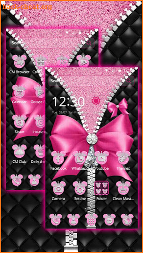 Pink Mouse Bowknot Diamond Theme screenshot