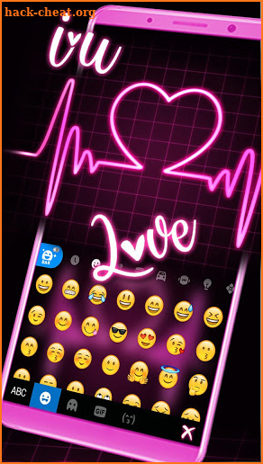 Pink Neon Heart Keyboard Theme screenshot