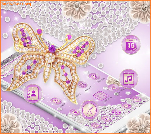 Pink Pearl Diamond Butterfly Theme screenshot