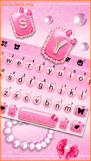 Pink Pearls Bowtie Keyboard Theme screenshot