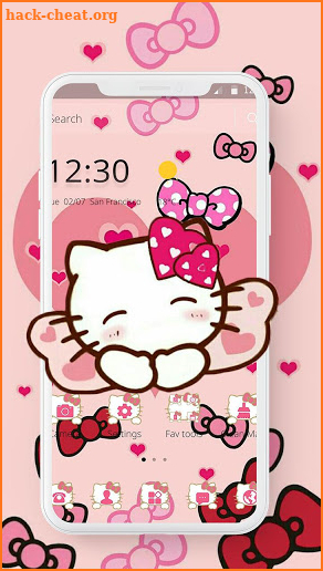 Pink Pretty Kitty Bowknot Theme screenshot