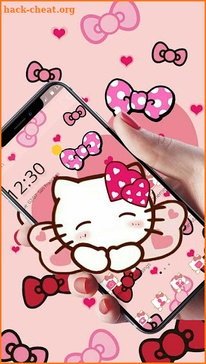 Pink Pretty Kitty Bowknot Theme screenshot