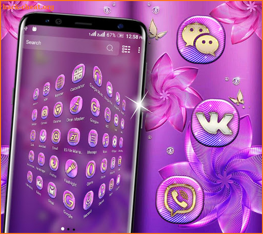 Pink Purple Flower Launcher Theme screenshot