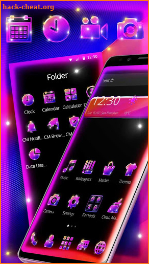 Pink Purple Neon Lights Theme screenshot