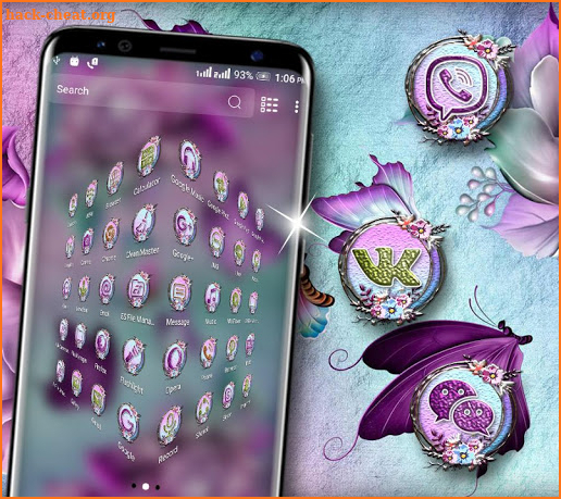 Pink Purple Rose Butterfly Launcher Theme screenshot