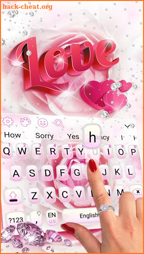 Pink Rose Diamond Keyboard Theme screenshot