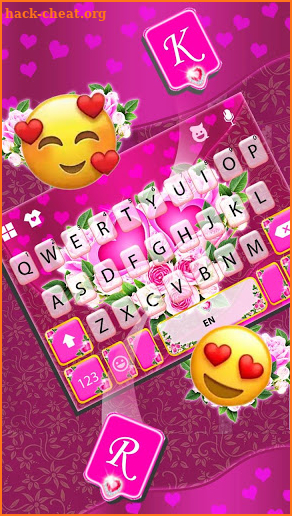 Pink Rose Flower Keyboard Theme screenshot