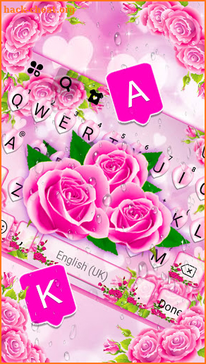 Pink Rose Pedals Keyboard Background screenshot