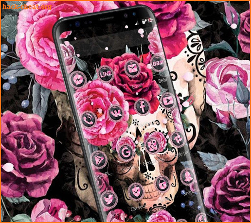 Pink Rose Skeleton Romantic Theme screenshot