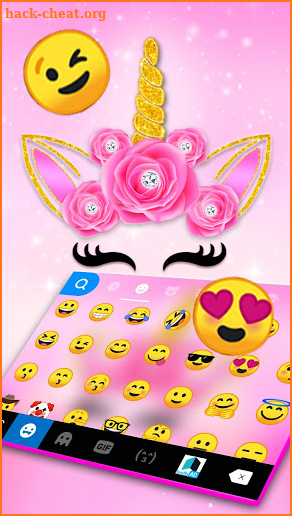 Pink Rose Unicorn Keyboard Theme screenshot