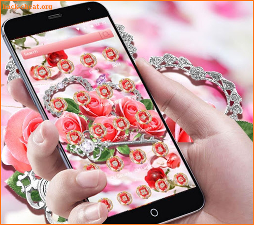 Pink Roses Romantic Diamond Theme screenshot