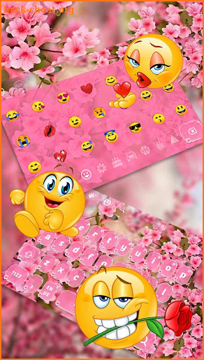 Pink Sakura Flowers Keyboard Theme screenshot