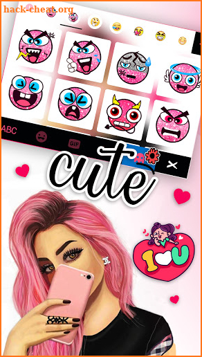 Pink Selfie Girl Keyboard Background screenshot