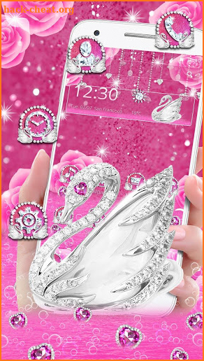 Pink Shine Diamond Swan Theme screenshot