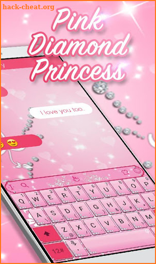 Pink Sparkling Diamond Princess Keyboard Theme screenshot