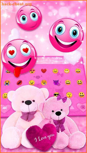 Pink Sparkling Teddy Bear Keyboard screenshot